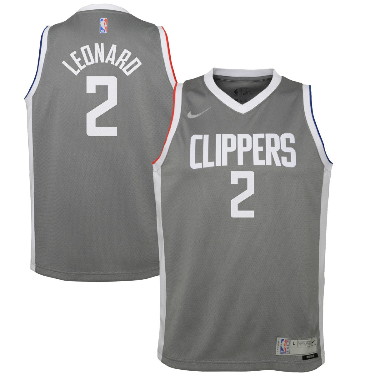 NBA Kawhi Leonard LA Clippers Youth 2020/21 Swingman Player Jersey Gray