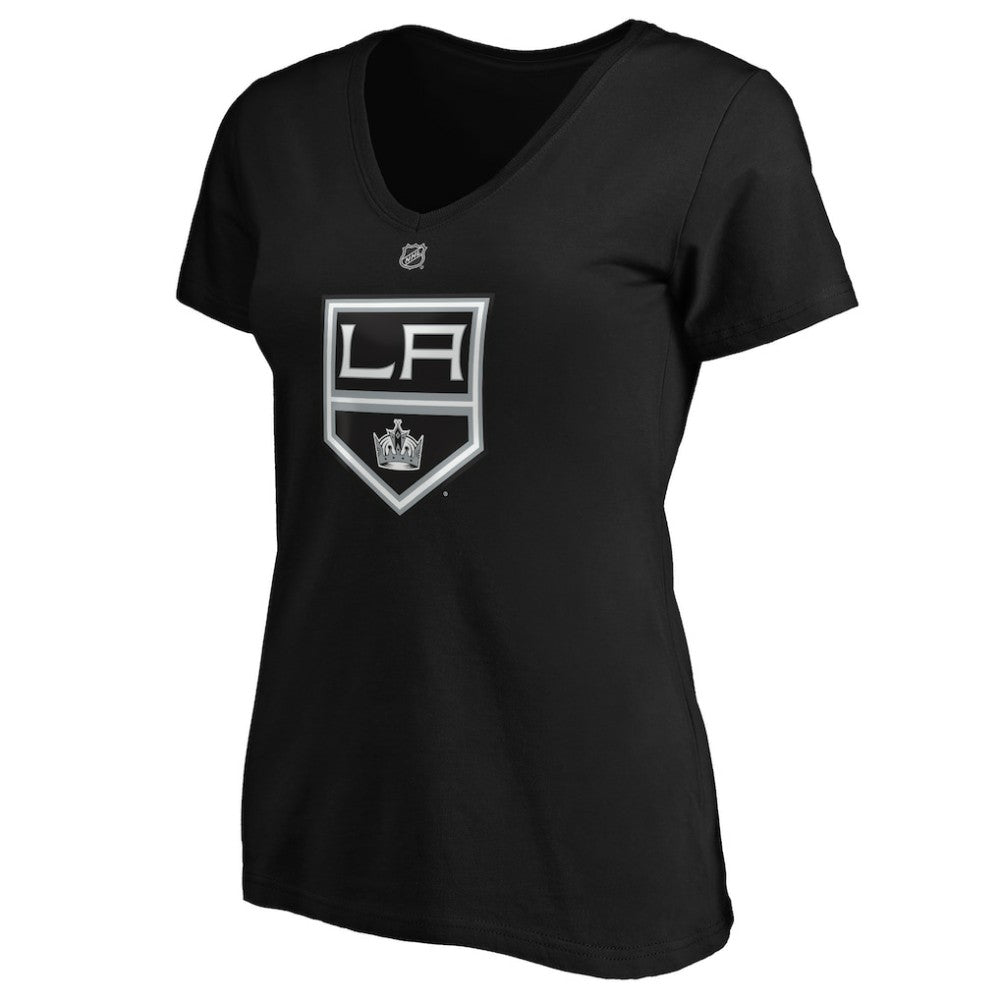 NHL Black Quinton Byfield Los Angeles Kings Fanatics Women's Authentic Stack Name & Number V-Neck T-Shirt