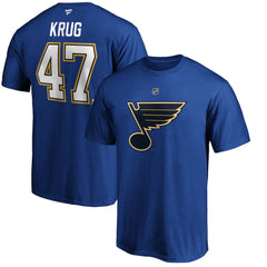 NHL Blue Torey Krug St. Louis Blues Fanatics Authentic Stack Name & Number T-Shirt