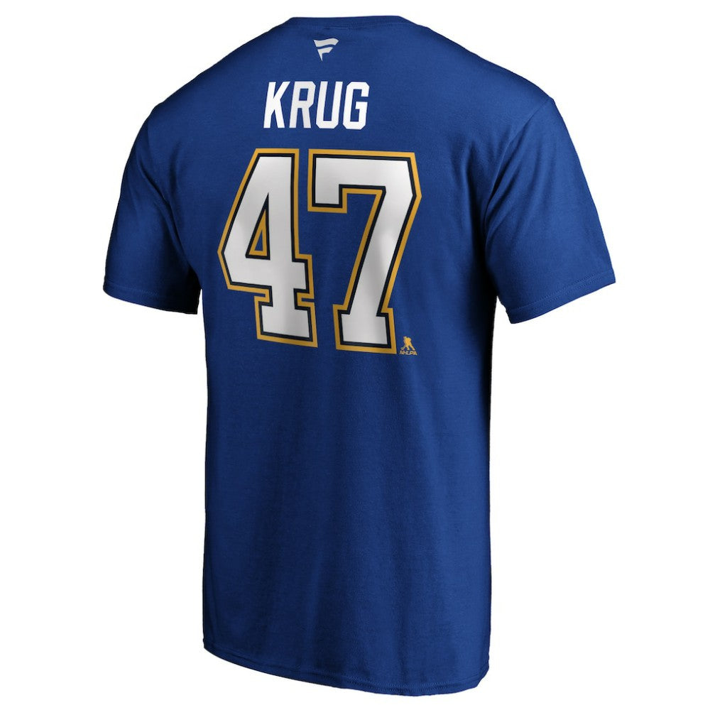 NHL Blue Torey Krug St. Louis Blues Fanatics Authentic Stack Name & Number T-Shirt