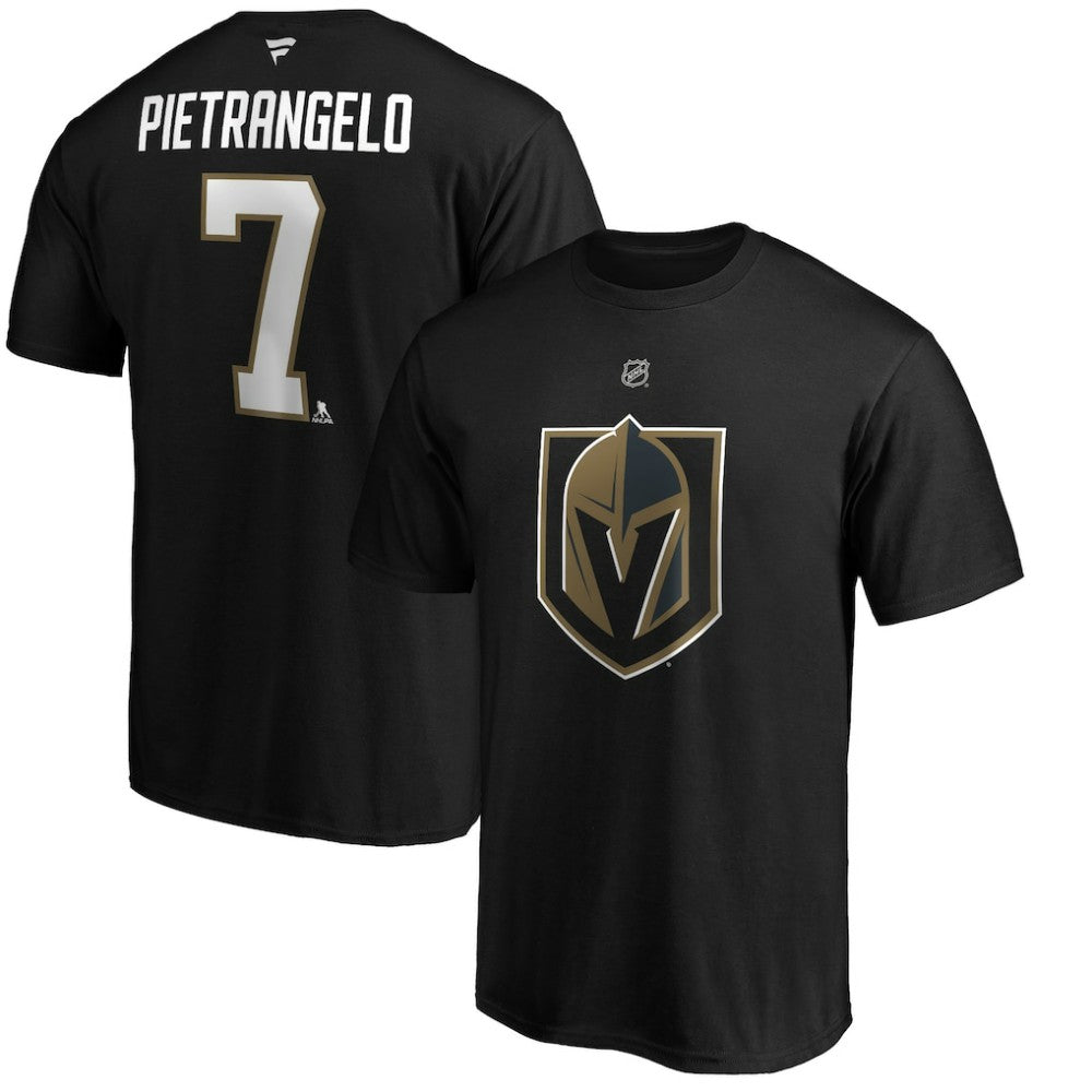 NHL Black Alex Pietrangelo Vegas Golden Knights Fanatics Authentic Stack Name & Number T-Shirt