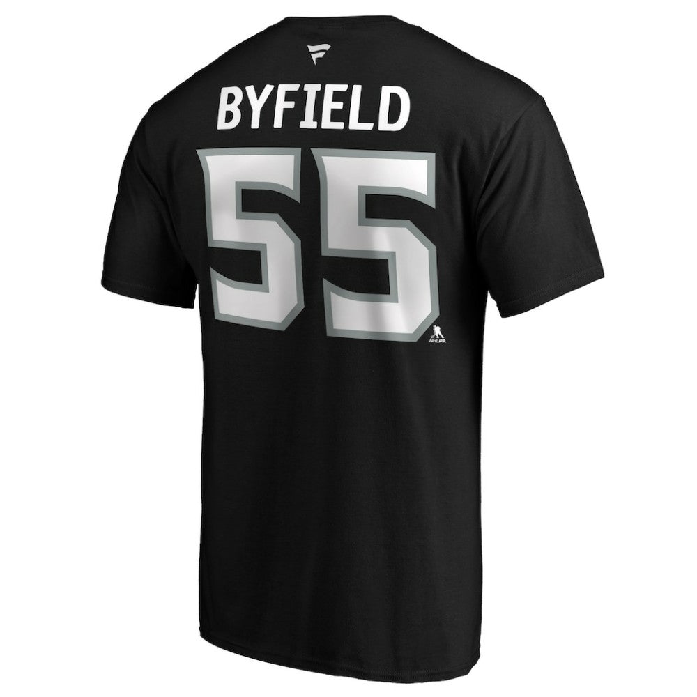 NHL Black Quinton Byfield Los Angeles Kings Fanatics Authentic Stack Name & Number T-Shirt
