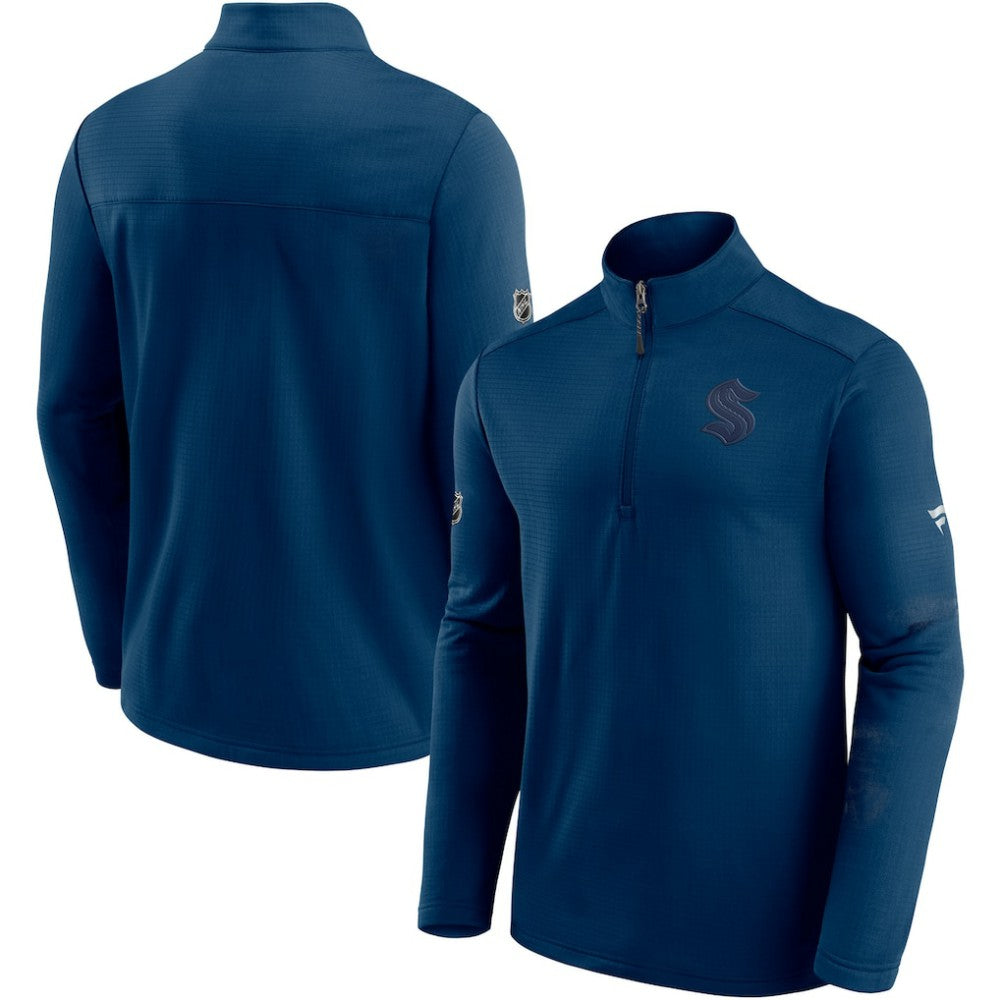 NHL Deep Sea Blue Seattle Kraken Fanatics Authentic Pro Travel and Training Quarter-Zip Jacket