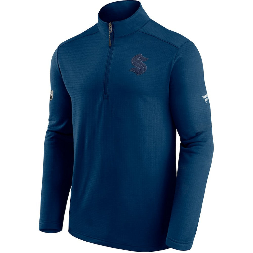 NHL Deep Sea Blue Seattle Kraken Fanatics Authentic Pro Travel and Training Quarter-Zip Jacket