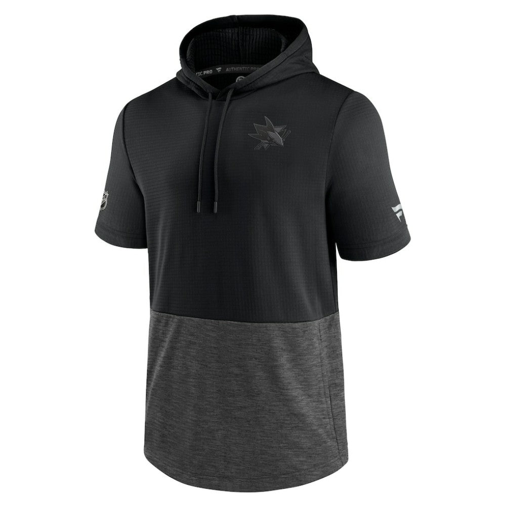 NHL Black San Jose Sharks Fanatics Authentic Pro Travel and Training Short Sleeve Pullover Hoodie