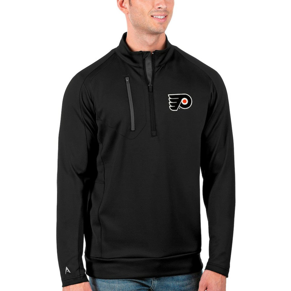 NHL Black/Charcoal Philadelphia Flyers Antigua Generation Quarter-Zip Pullover Jacket