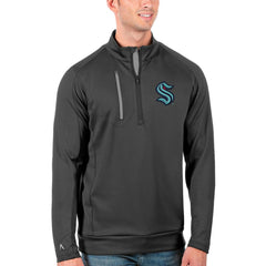 NHL Charcoal/Silver Seattle Kraken Antigua Big & Tall Generation Quarter-Zip Pullover Jacket