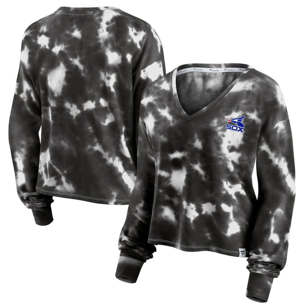 MLB Chicago White Sox Fanatics Women's Tie-Dye V-Neck Pullover Cropped Tee
