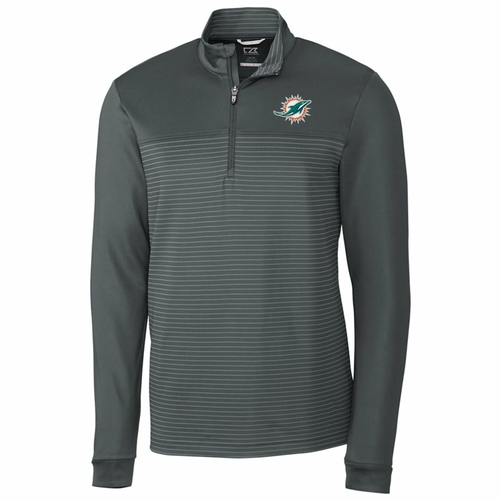 Cutter & Buck Traverse Stripe Quarter-Zip Pullover Jacket - Miami Dolphins