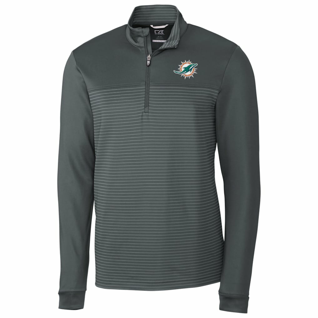 Cutter & Buck Traverse Stripe Quarter-Zip Pullover Jacket - Miami Dolphins