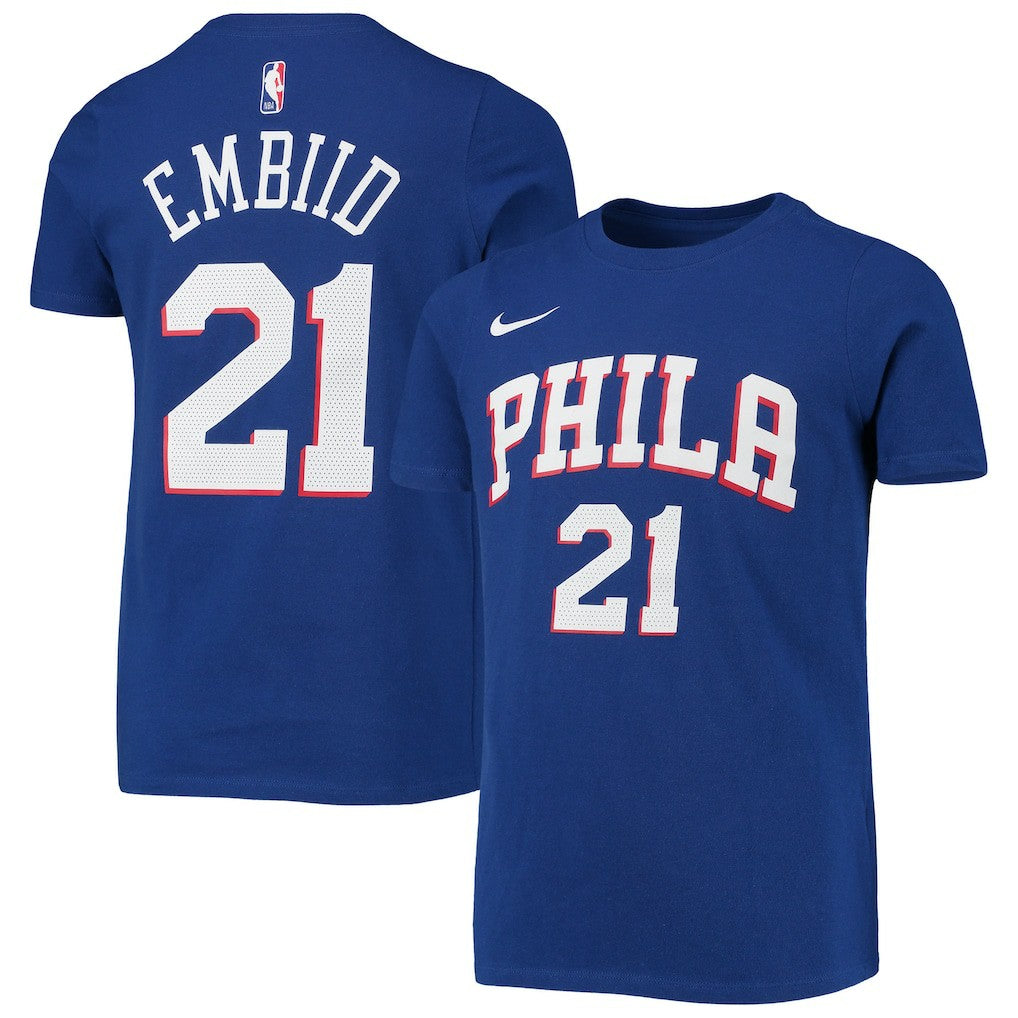 NBA Joel Embiid Philadelphia 76ers Youth Logo Name & Number Performance T-Shirt