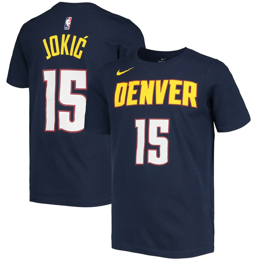 NBA Nikola Jokic Denver Nuggets Youth Logo Name & Number Performance T-Shirt sale