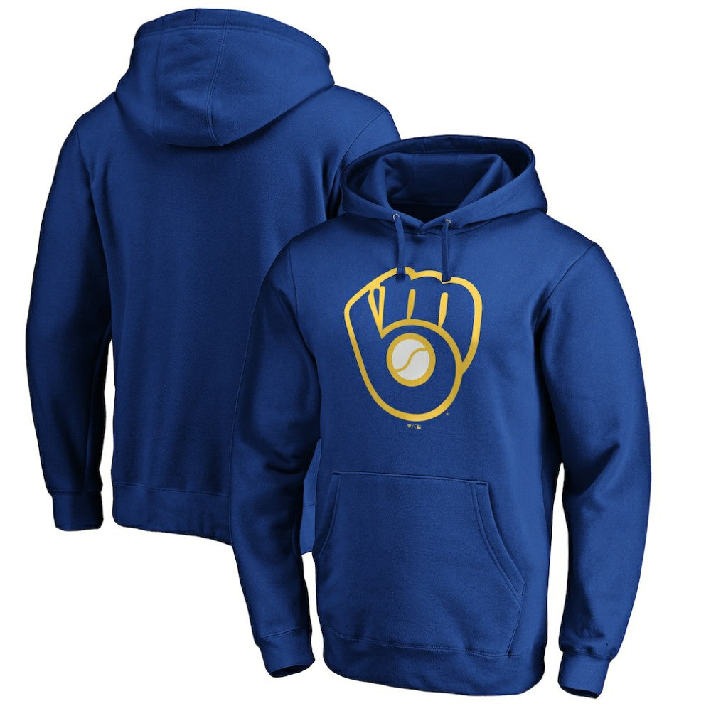 MLB Milwaukee Brewers Cooperstown Collection Huntington Logo Fitted Pullover Hoodie