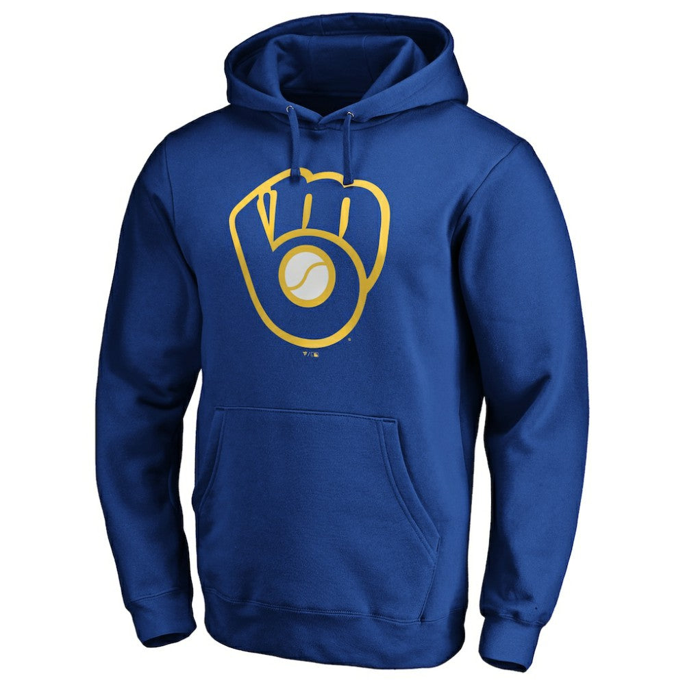 MLB Milwaukee Brewers Cooperstown Collection Huntington Logo Fitted Pullover Hoodie
