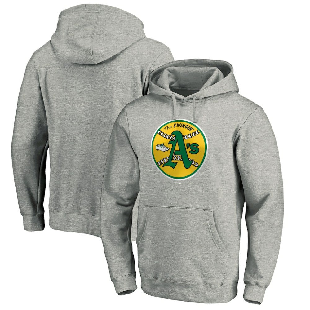 MLB Athletics Cooperstown Collection Huntington Logo Fitted Pullover Hoodie