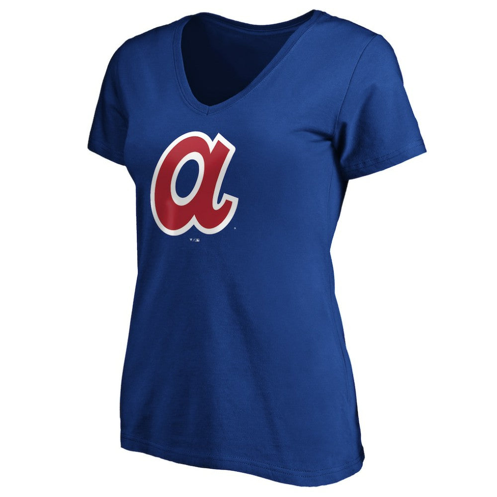 MLB Atlanta Braves Women's Cooperstown Collection Huntington Logo V-Neck T-Shirt