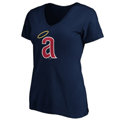 MLB California Angels Women's Cooperstown Collection Huntington Logo V-Neck T-Shirt