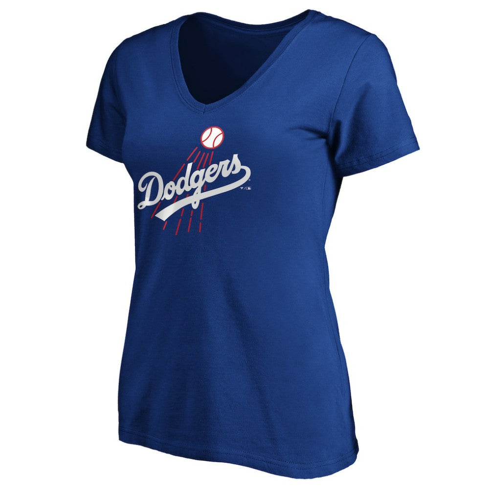 MLB Los Angeles Dodgers Women's Cooperstown Collection Huntington Logo V-Neck T-Shirt