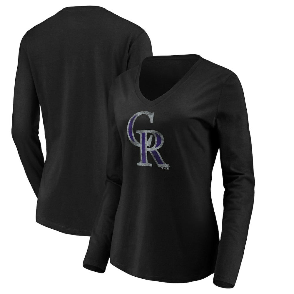 MLB Colorado Rockies Women's Core Distressed Team Long Sleeve T-Shirt