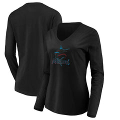 MLB Miami Marlins Women's Core Distressed Team Long Sleeve T-Shirt
