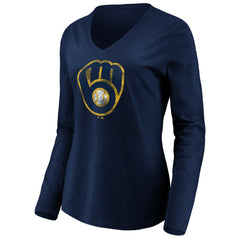 MLB Milwaukee Brewers Women's Core Distressed Team Long Sleeve T-Shirt