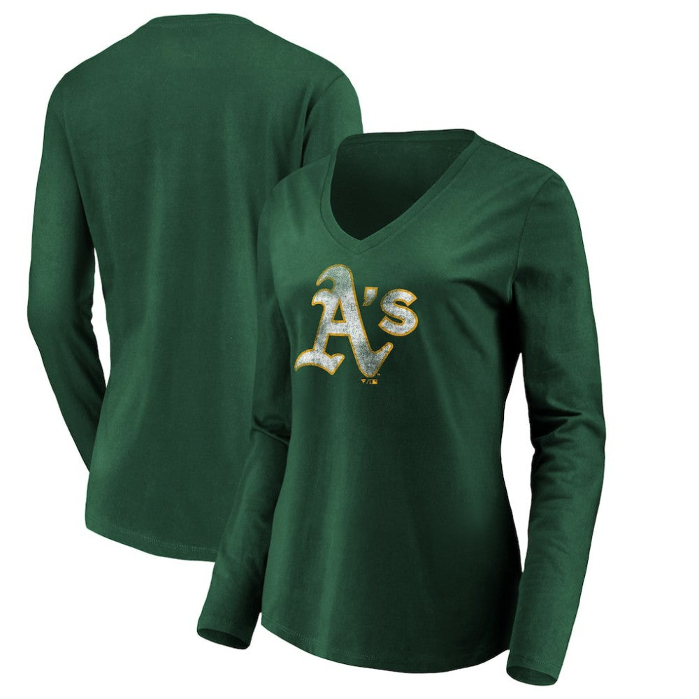 MLB Athletics Women's Core Distressed Team Long Sleeve T-Shirt