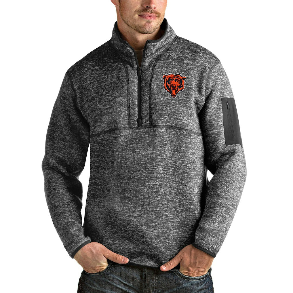 Antigua Bear Head Fortune Quarter-Zip Pullover Jacket - Chicago Bears
