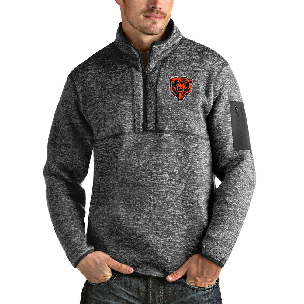 Antigua Bear Head Fortune Quarter-Zip Pullover Jacket - Chicago Bears