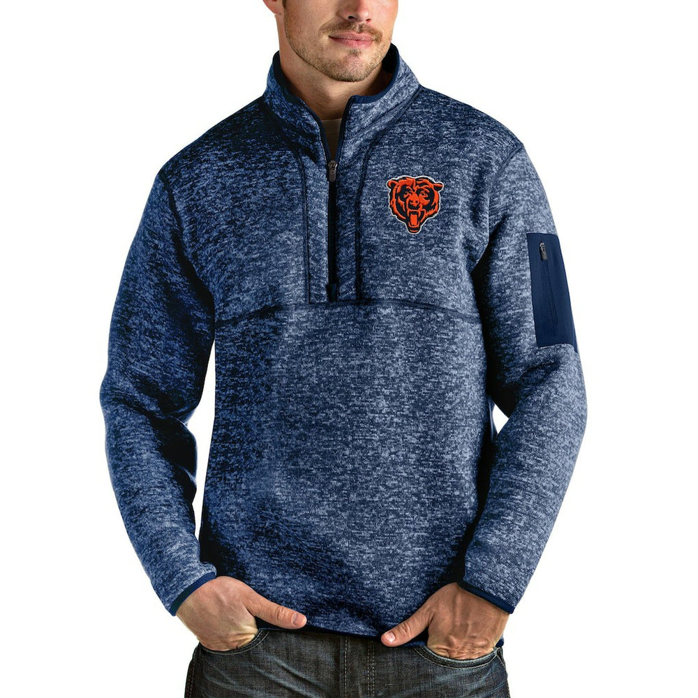 Antigua Bear Head Fortune Quarter-Zip Pullover Jacket - Chicago Bears
