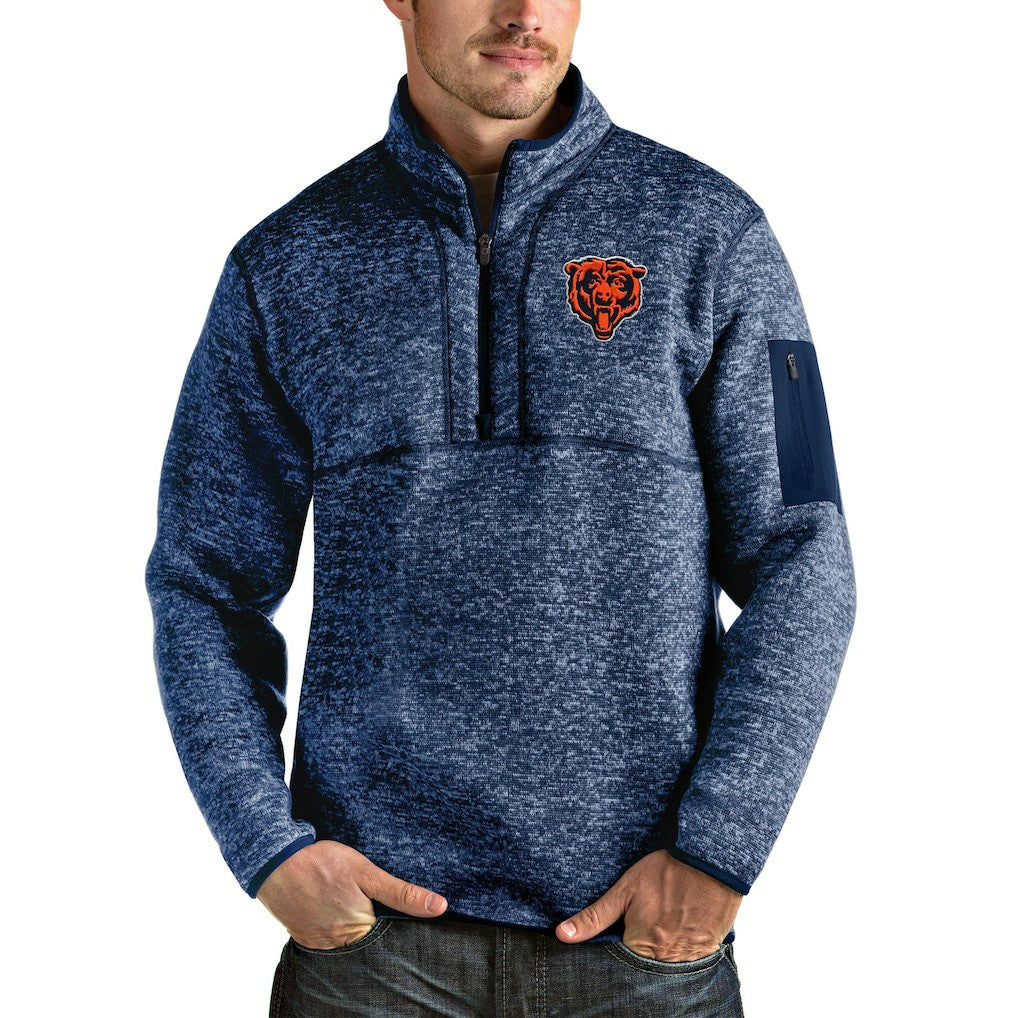Antigua Bear Head Fortune Quarter-Zip Pullover Jacket - Chicago Bears