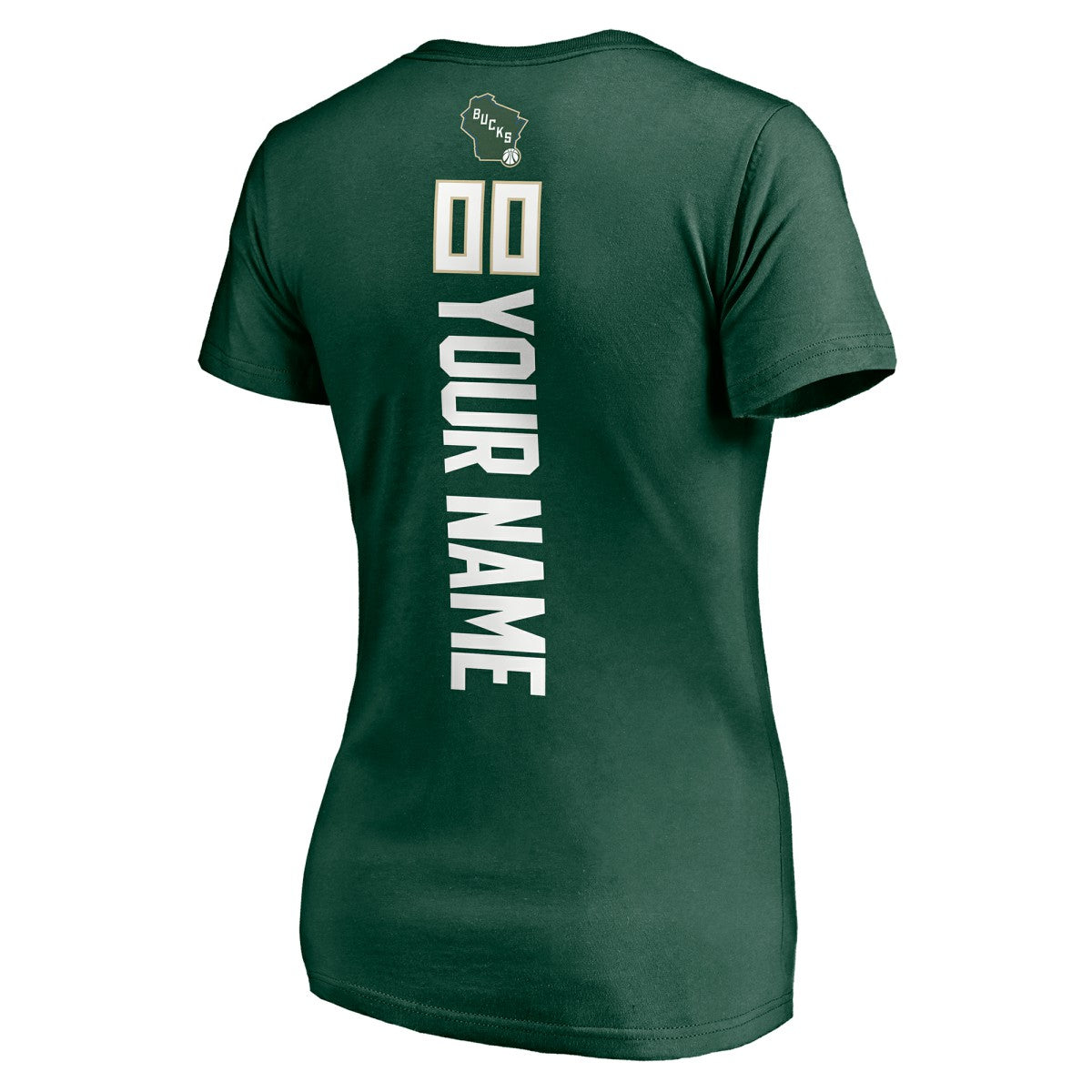 NBA Milwaukee Bucks Women's Playmaker Personalized Name & Number V-Neck T-Shirt