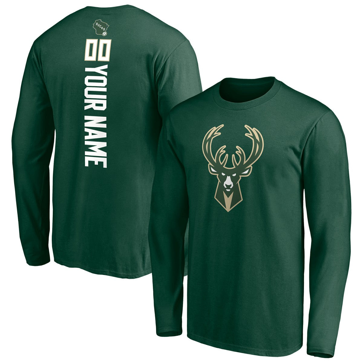 NBA Milwaukee Bucks Playmaker Personalized Name & Number Long Sleeve T-Shirt
