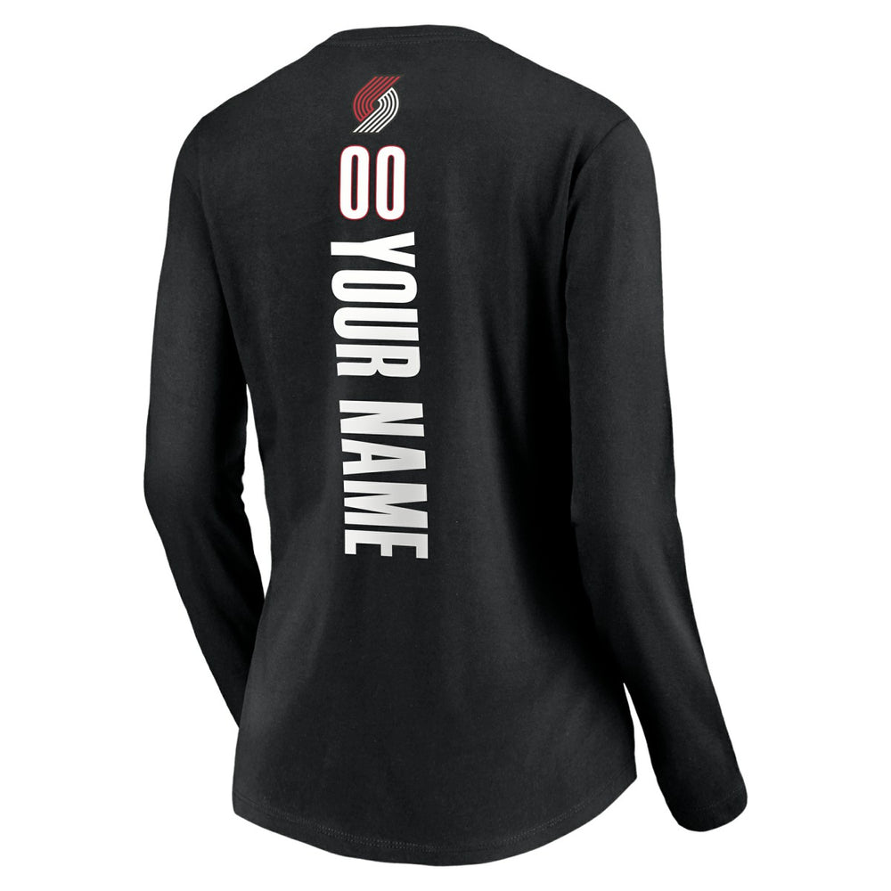 NBA Portland Trail Blazers Women's Playmaker Personalized Name & Number Long Sleeve V-Neck T-Shirt