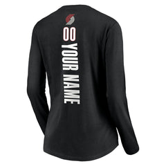 NBA Portland Trail Blazers Women's Playmaker Personalized Name & Number Long Sleeve V-Neck T-Shirt