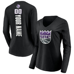 NBA Sacramento Kings Women's Playmaker Personalized Name & Number Long Sleeve V-Neck T-Shirt