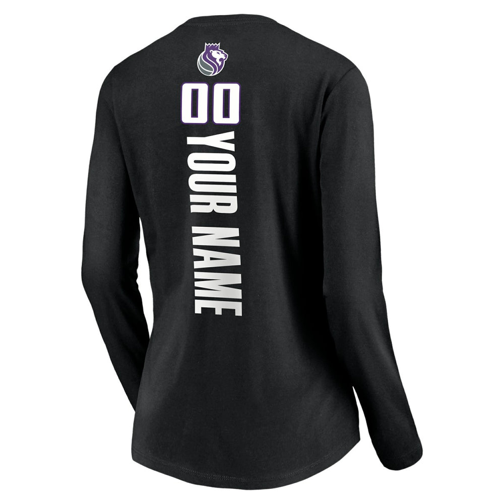 NBA Sacramento Kings Women's Playmaker Personalized Name & Number Long Sleeve V-Neck T-Shirt