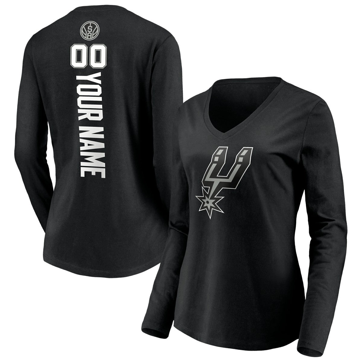 NBA San Antonio Spurs Women's Playmaker Personalized Name & Number Long Sleeve V-Neck T-Shirt