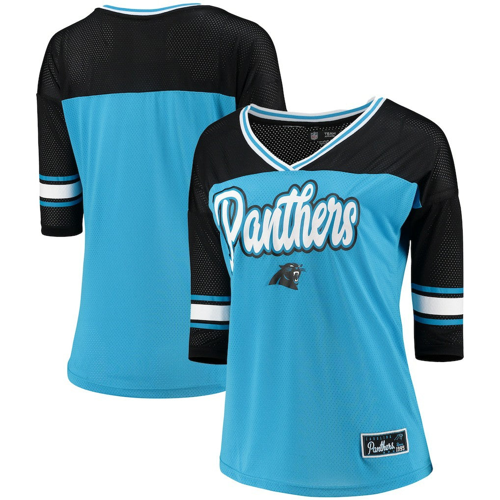 5th & Ocean by  Women's Mesh Long Sleeve T-Shirt - Carolina Panthers