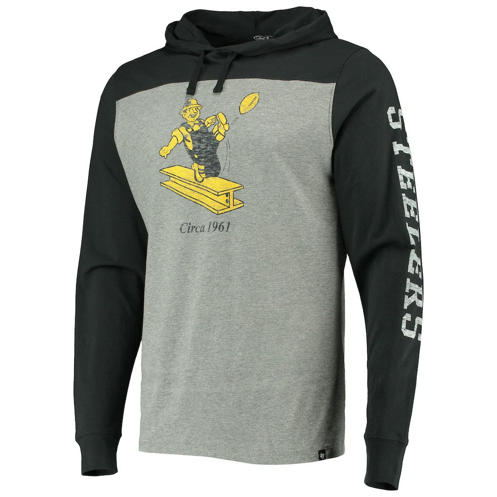 '47 Franklin Wooster Throwback Long Sleeve Hoodie T-Shirt - Pittsburgh Steelers
