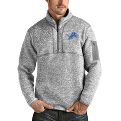 Antigua Team Logo Fortune Quarter-Zip Pullover Jacket - Detroit Lions