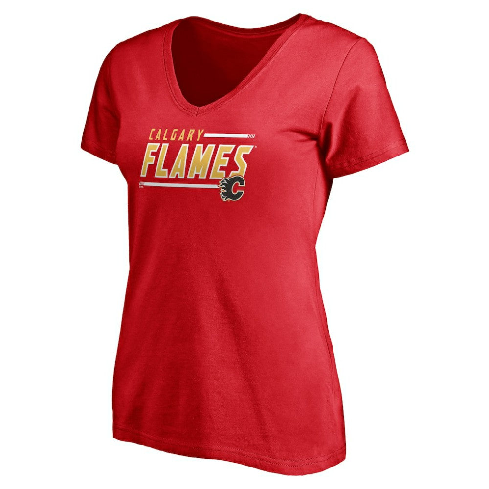 NHL Red Calgary Flames Fanatics Women's Plus Size Mascot In Bounds V-Neck T-Shirt