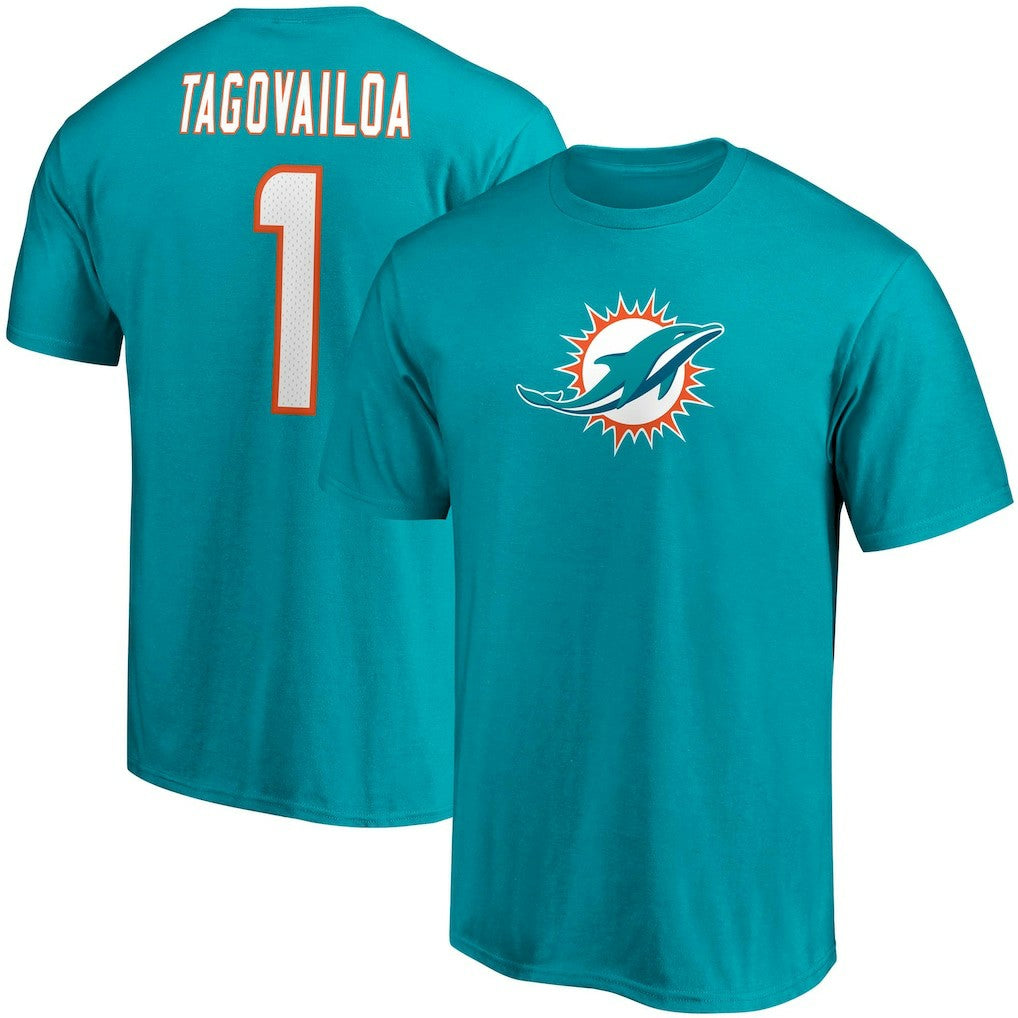 Tua Tagovailoa  Player Icon Name & Number T-Shirt - Miami Dolphins
