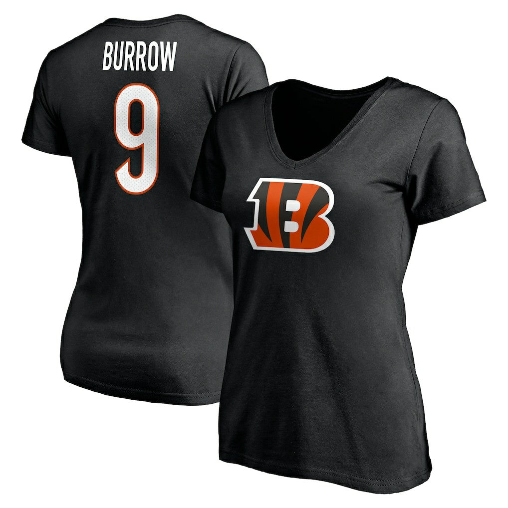 Joe Burrow  Women's Player Icon Name & Number V-Neck T-Shirt - Cincinnati Bengals