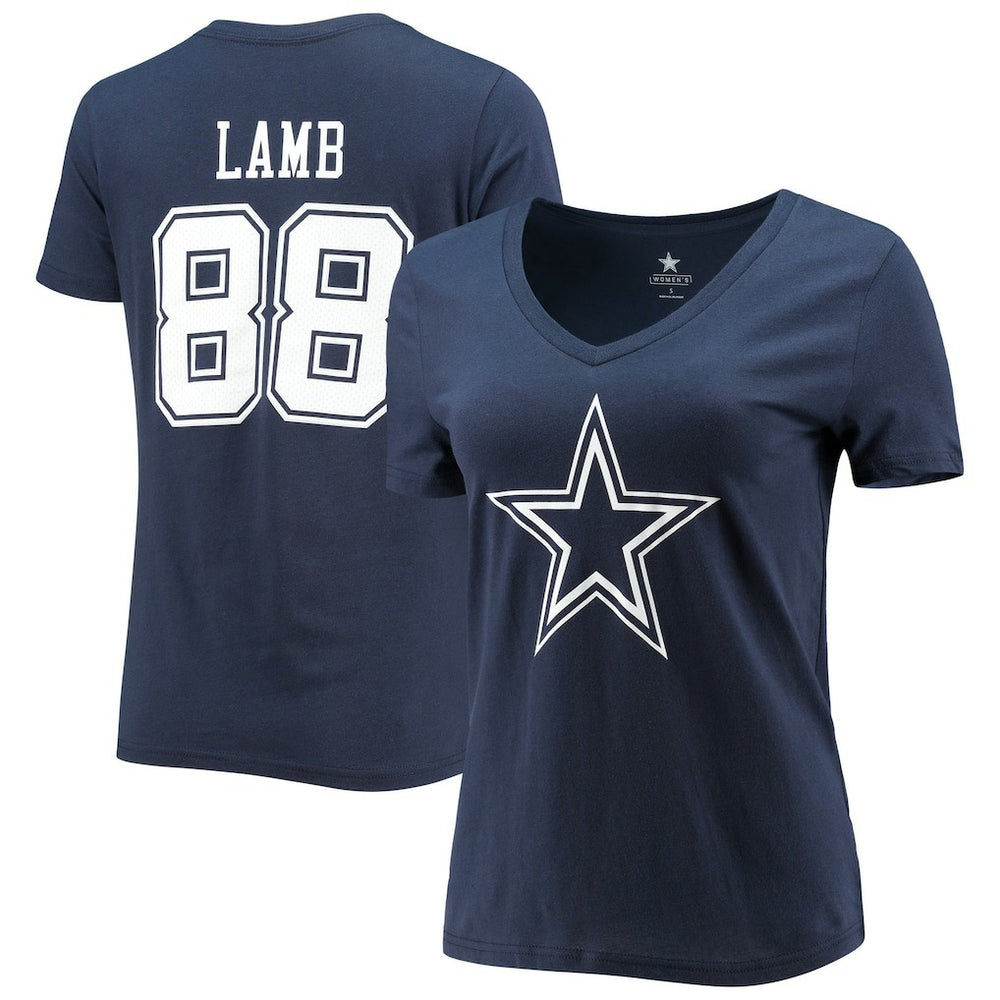 CeeDee Lamb  Women's Player Icon Name & Number V-Neck T-Shirt - Dallas Cowboys