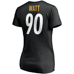 T.J. Watt  Women's Player Icon Name & Number V-Neck T-Shirt - Pittsburgh Steelers