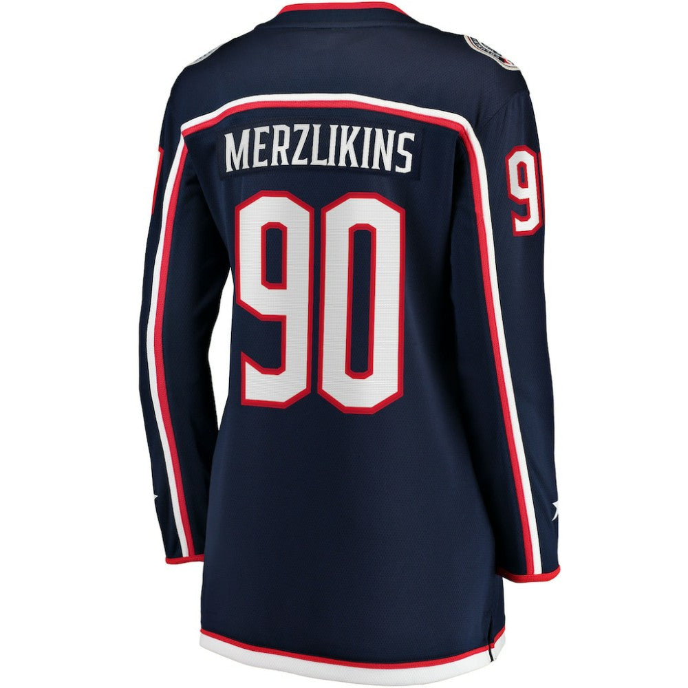 NHL Navy Elvis Merzlikins Columbus Blue Jackets Fanatics Women's Home Breakaway Jersey