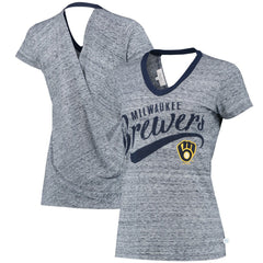 MLB Milwaukee Brewers Touch Women's Hail Mary V-Neck Back Wrap T-Shirt