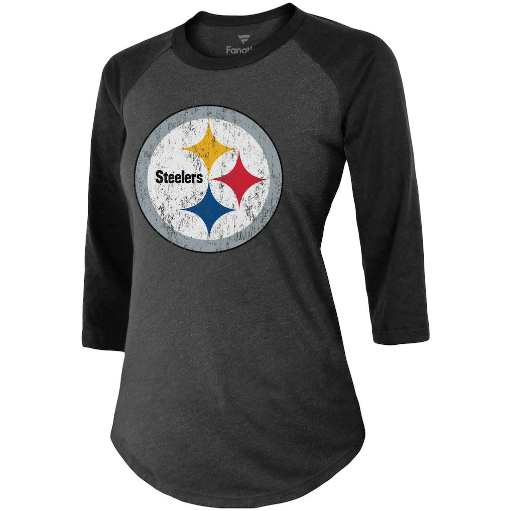 Chase Claypool  Women's Team Player Name & Number Tri-Blend Raglan 3/4-Sleeve T-Shirt - Pittsburgh Steelers