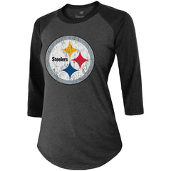 Chase Claypool  Women's Team Player Name & Number Tri-Blend Raglan 3/4-Sleeve T-Shirt - Pittsburgh Steelers