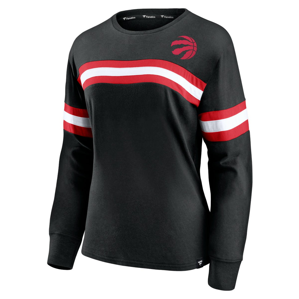 NBA Toronto Raptors Women's Block Party Chest Logo Striped Long Sleeve T-Shirt